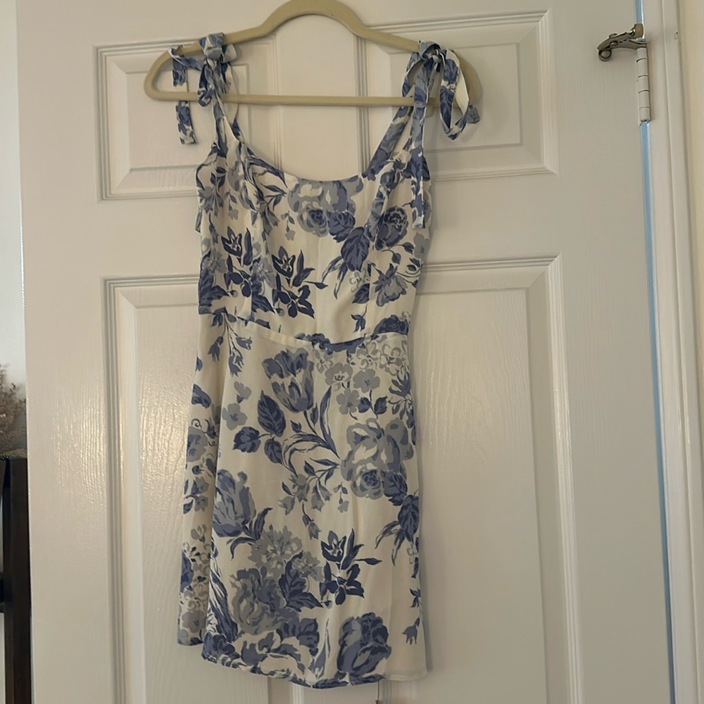 Blue and white Reformation mini dress